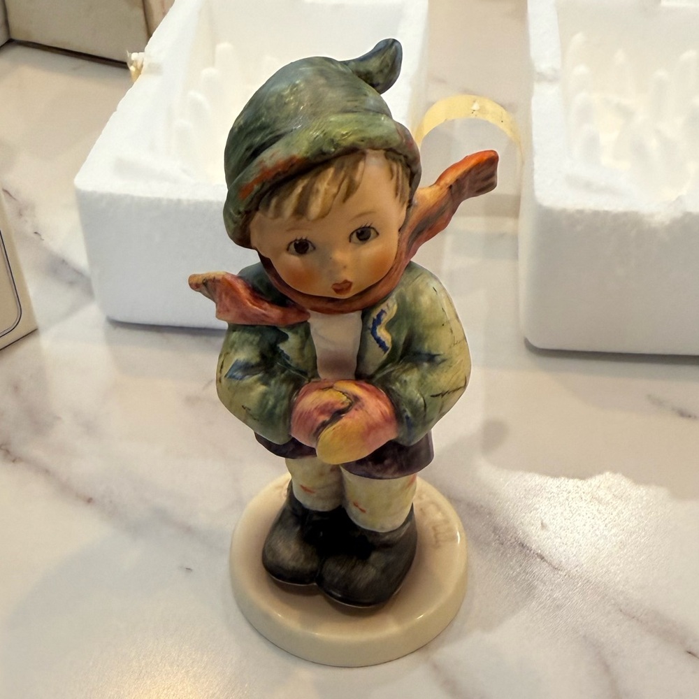 Goebel Child Figurine with Green and Pink Accents